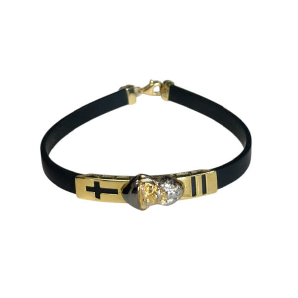 18K Gold Black Rubber Two Tone St. Charbel Bracelet
