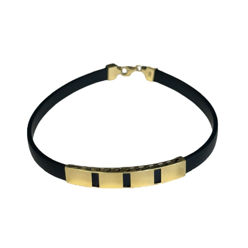 18K Gold Black Rubber Bracelet