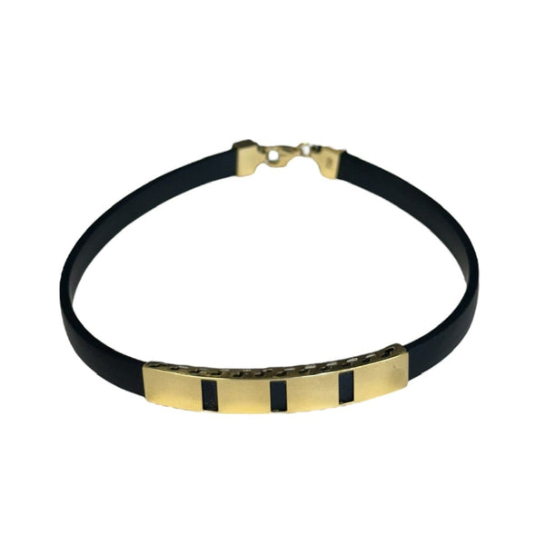 18K Gold Black Rubber Bracelet