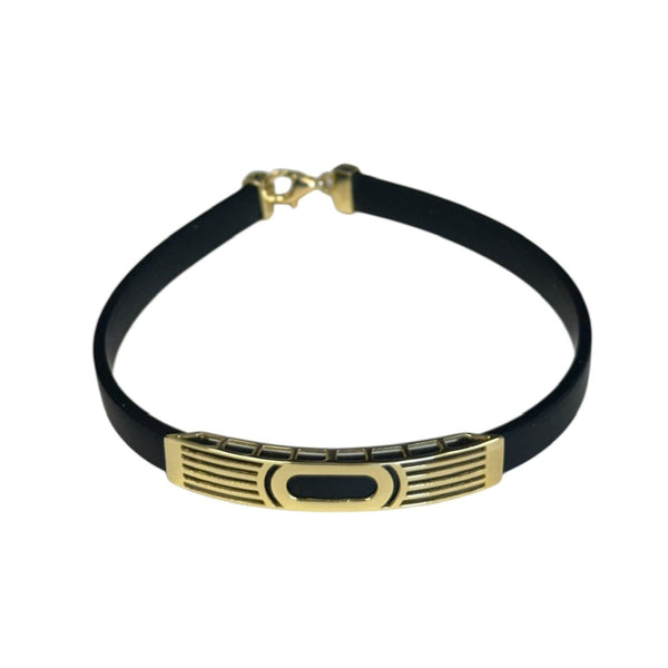 18K Gold Black Rubber Bracelet