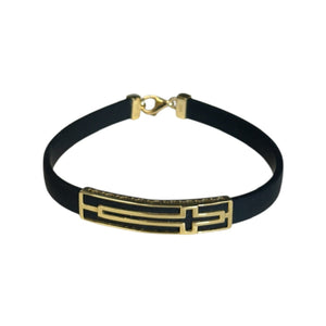 18K Gold Black Rubber Bracelet