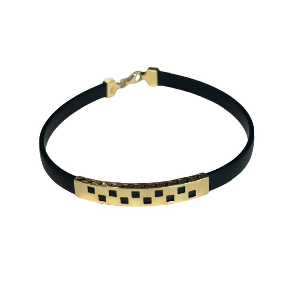 18K Gold Black Rubber Bracelet