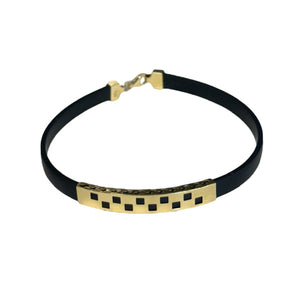 18K Gold Black Rubber Bracelet
