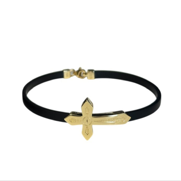 18K Gold Black Rubber Bracelet