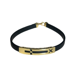18K Gold Black Rubber Bracelet