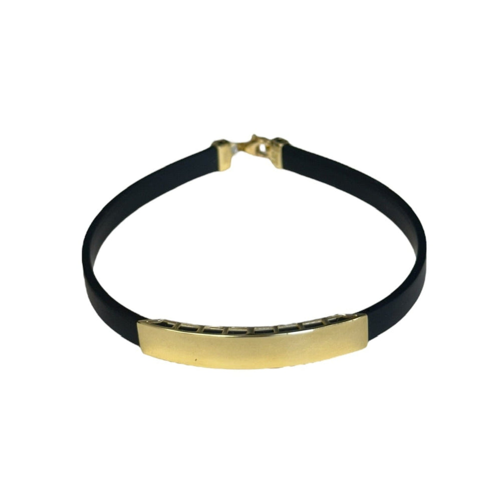 18K Gold Black Rubber Bracelet