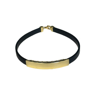 18K Gold Black Rubber Bracelet