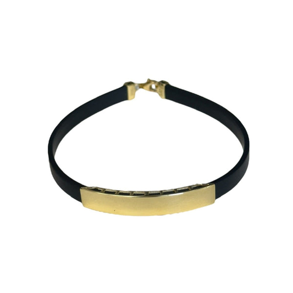 18K Gold Black Rubber Bracelet