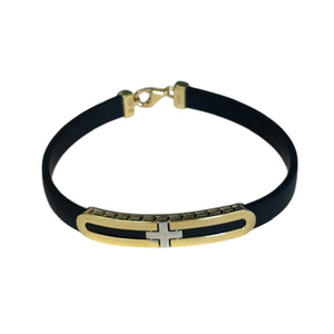 18K Gold Black Rubber Two Tone Bracelet