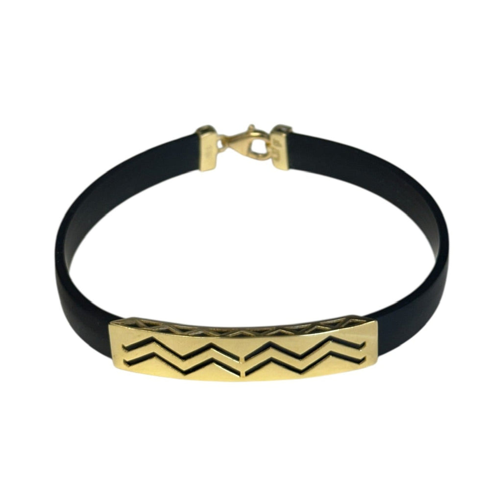 18K Gold Black Rubber Bracelet