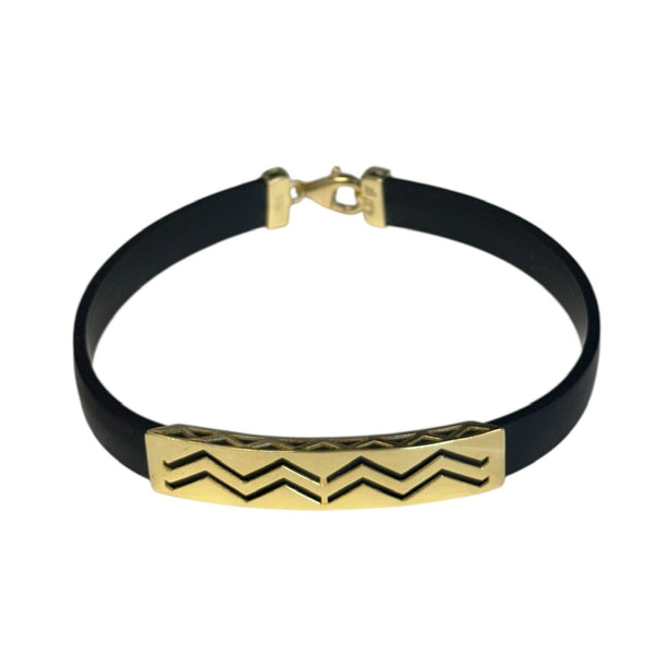 18K Gold Black Rubber Bracelet