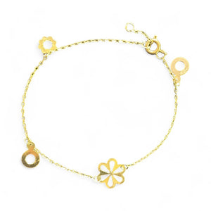 18K Gold Flower Charm Chain Bracelet