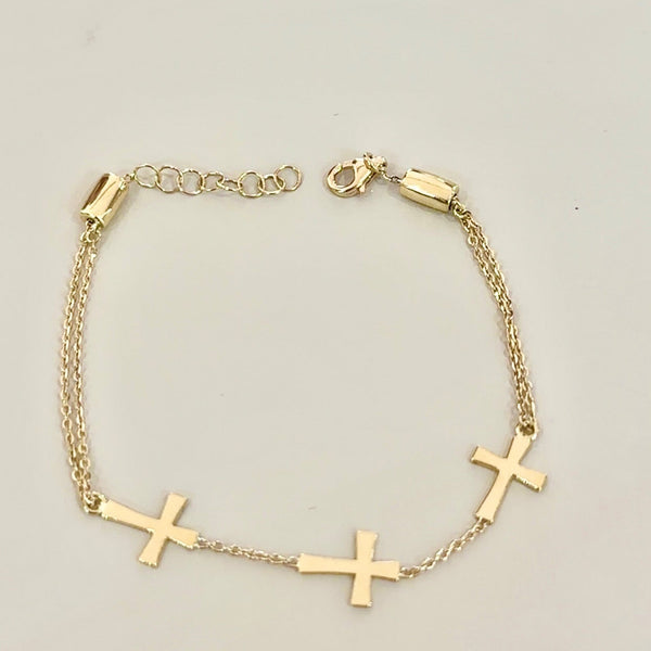 18K Gold cross chain Bracelet