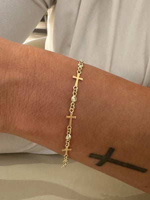 18K Gold cross chain Bracelet