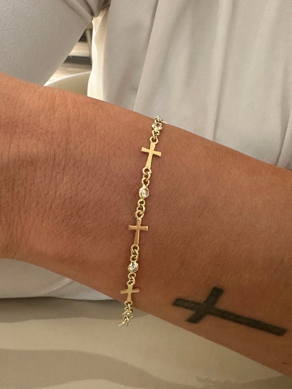 18K Gold cross chain Bracelet