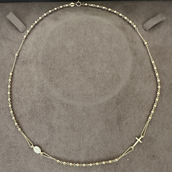 18K Gold Rosary Necklace