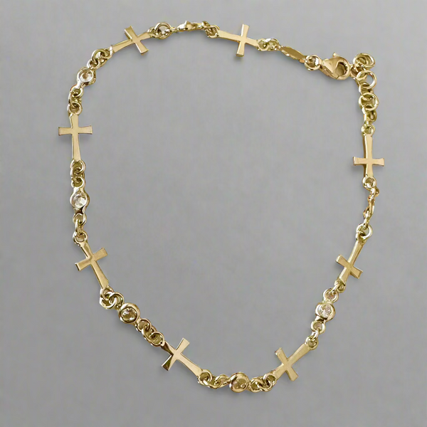 18K Gold cross chain Bracelet