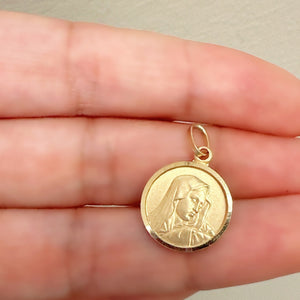 18K Gold Pendant Mary Icon