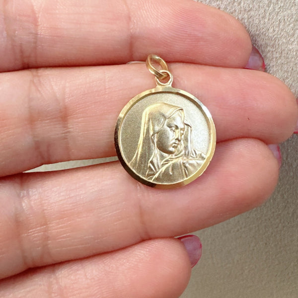 18K Gold Pendant Mary Icon