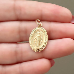18K Gold Pendant Miraculous Medal Icon