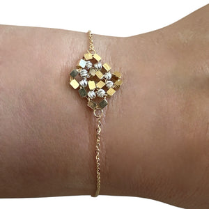 18K Gold Two Tone Chain Bracelet