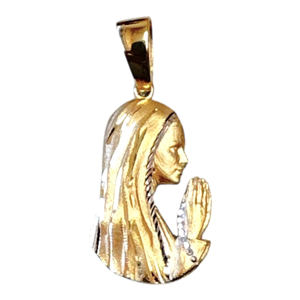 18K Gold Pendant  3D Two Tones Mary Icon