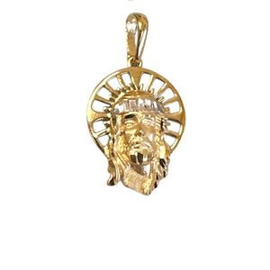 18K Gold Pendant  3D Two Tones Jesus Face