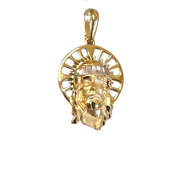 18K Gold Pendant  3D Two Tones Jesus Face
