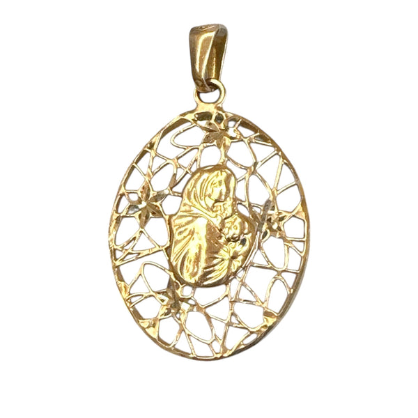 18K Gold Pendant Mary Icon