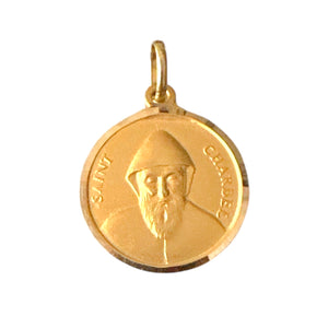 18K Gold Pendant St. Charbel Icon