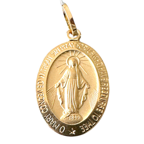 18K Gold Pendant Miraculous Medal Icon