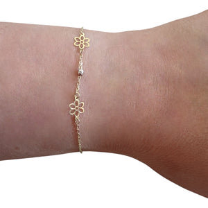 18K Gold Two Tone Chain Bracelet