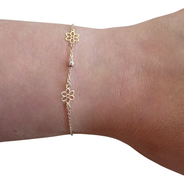 18K Gold Two Tone Chain Bracelet