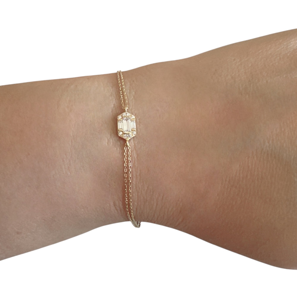 18K Gold CZ Chain Bracelet