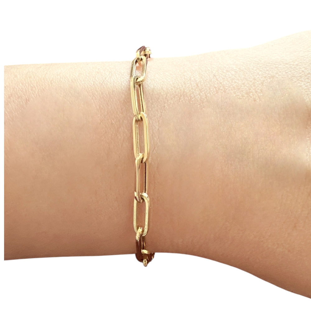 18K Gold Paperclip Chain Bracelet