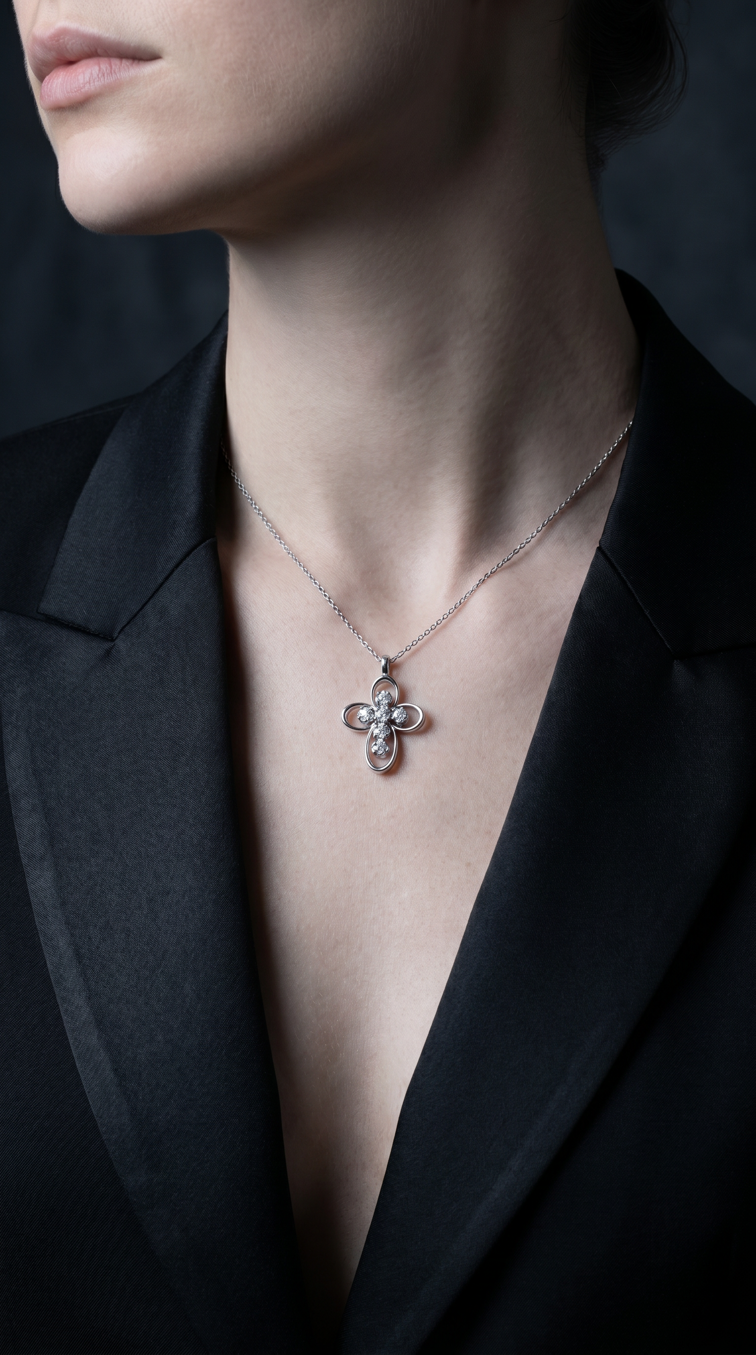 Diamond White Gold Cross Necklace