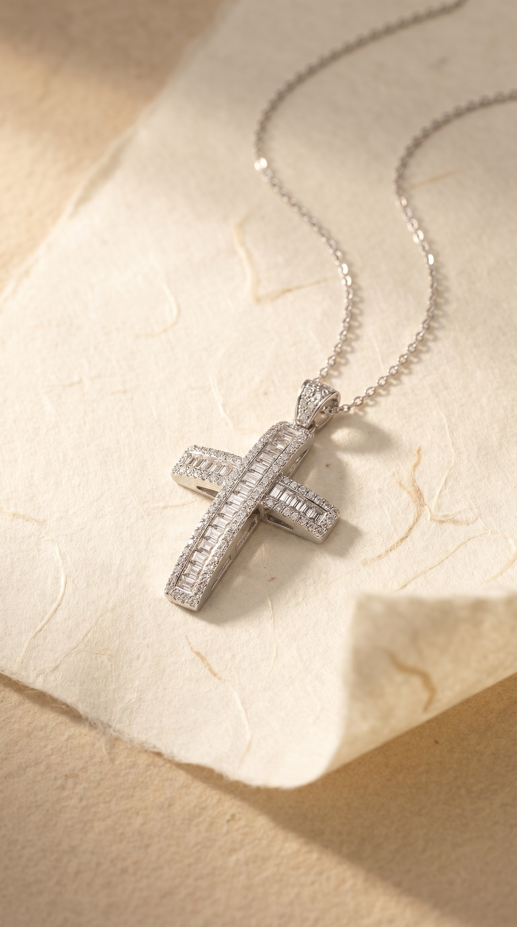 Diamond White Gold Cross Necklace