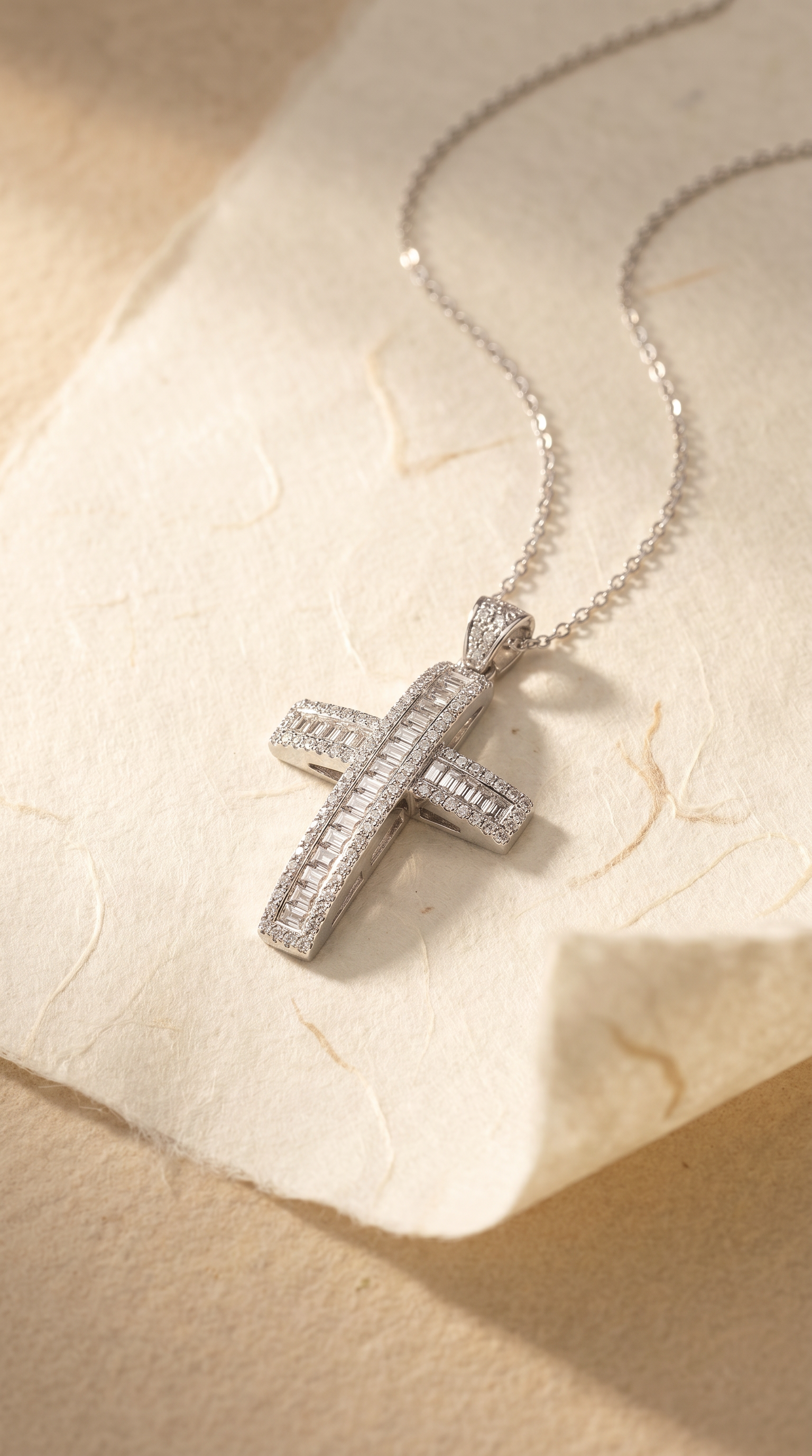 Diamond White Gold Cross Necklace