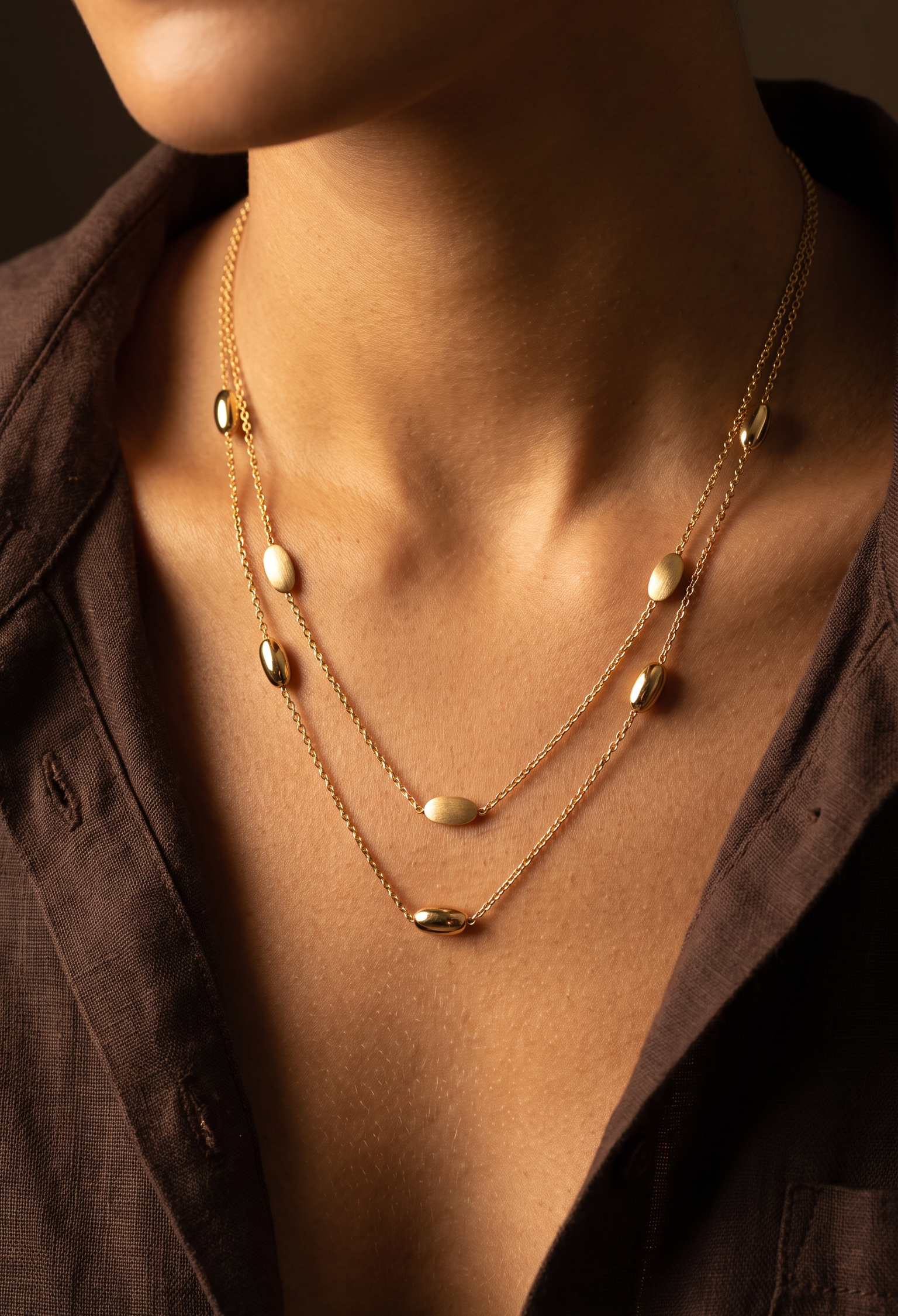 18K Yellow Gold Double Chain Necklace