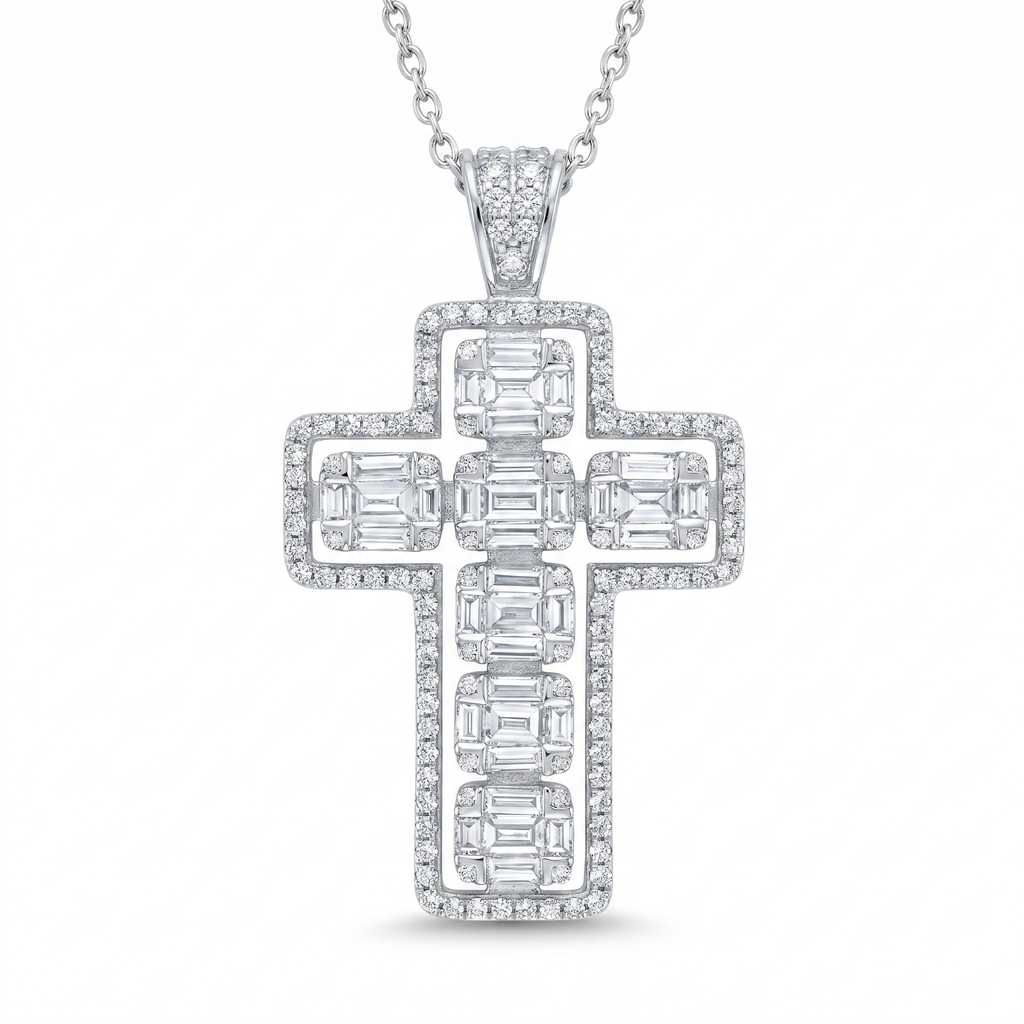 Diamond White Gold Cross Necklace