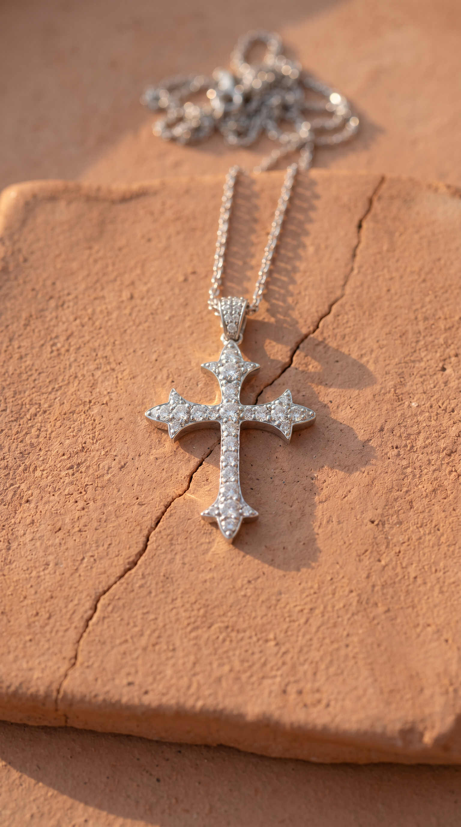 Diamond White Gold Cross Necklace