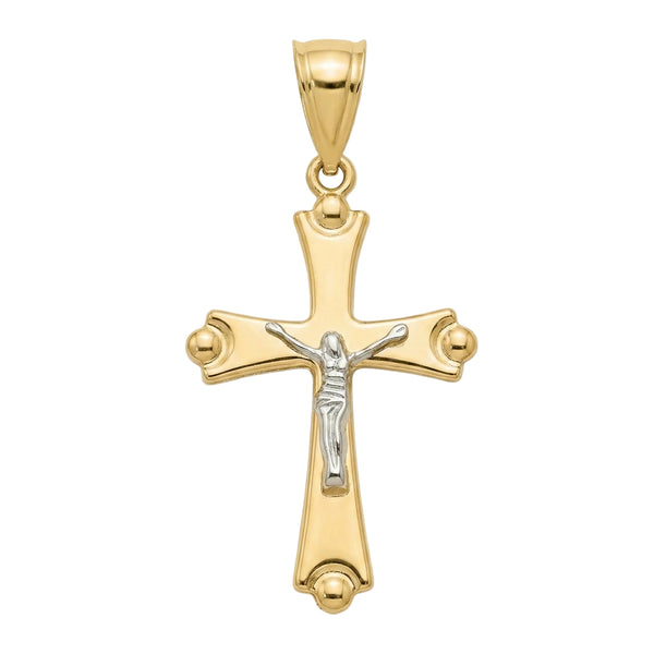 18K Two Tone Gold Crucifix Pendant
