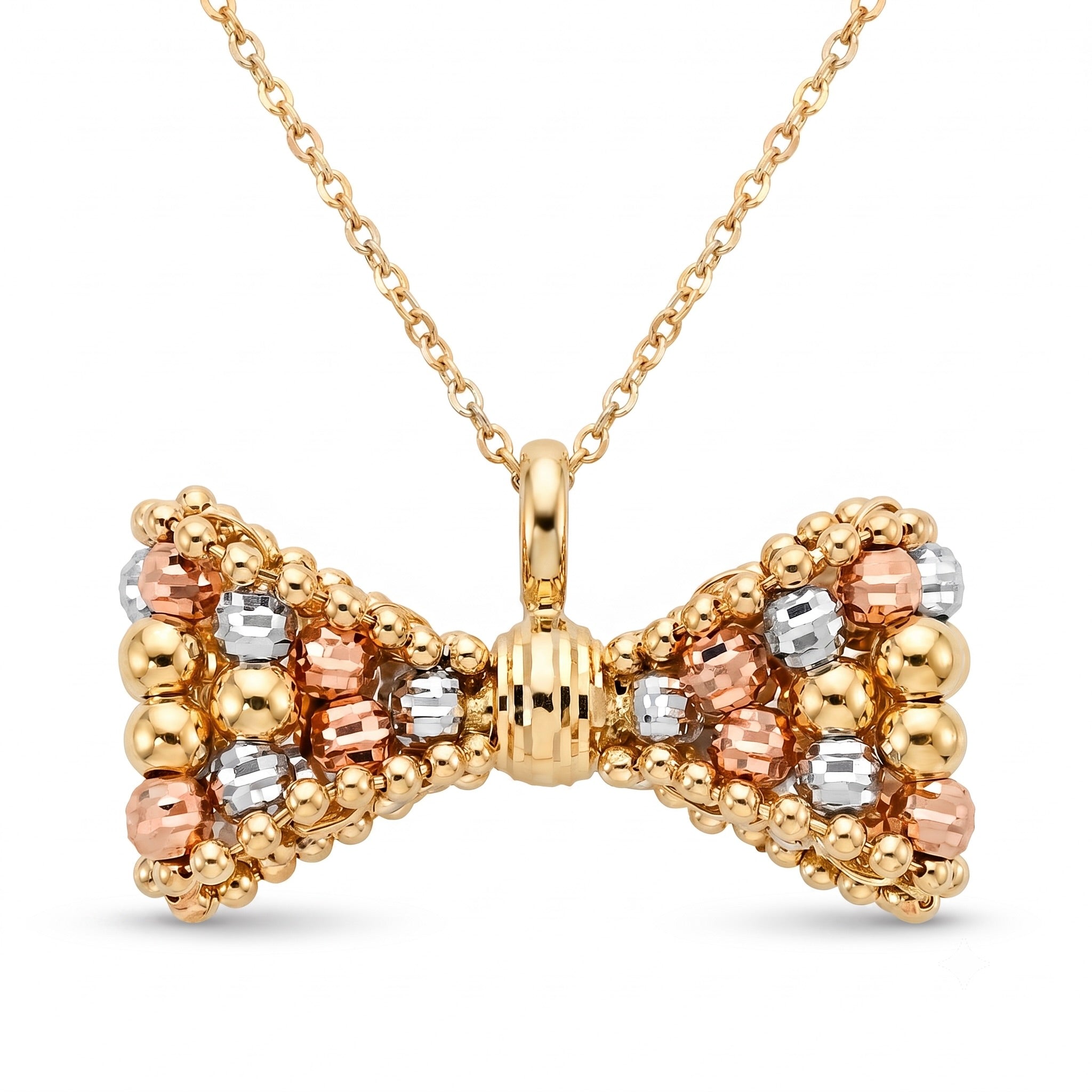 18K Multicolor Gold Bow Chain Necklace