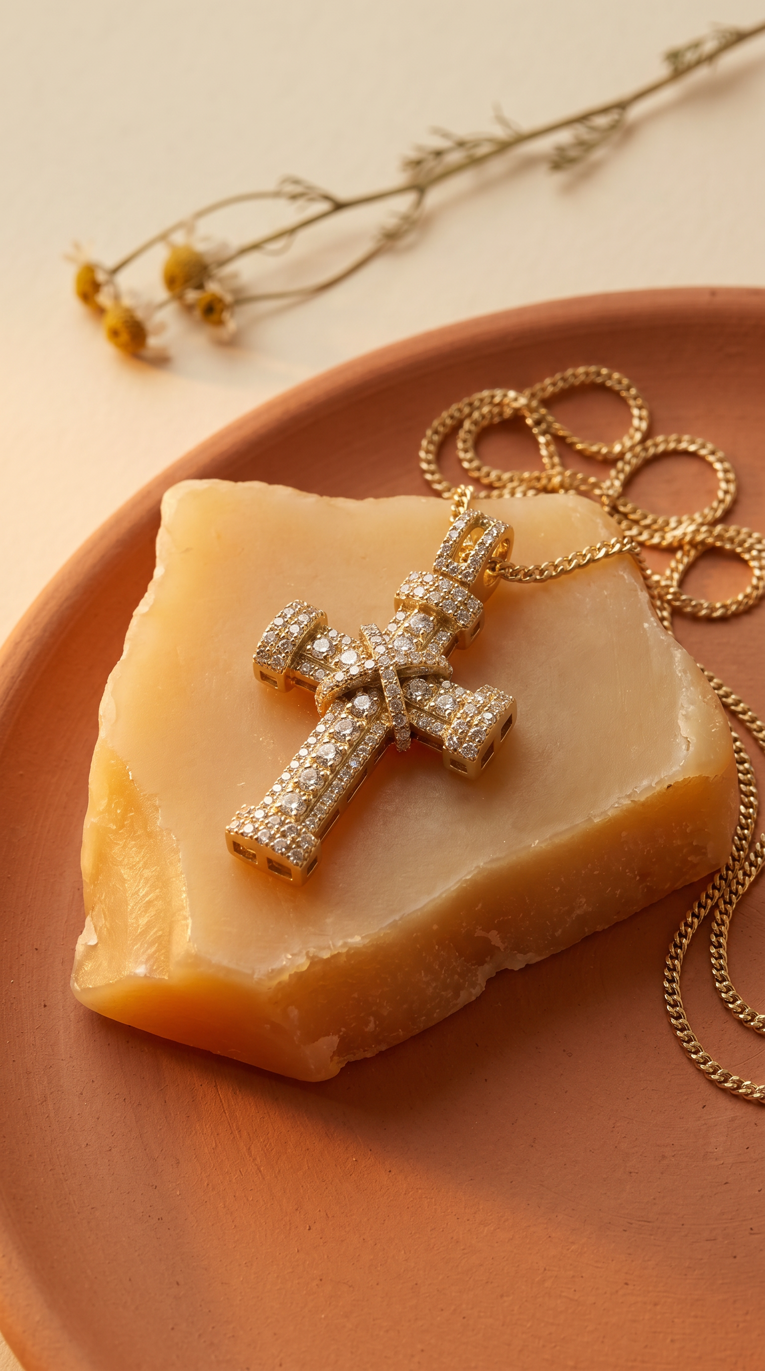 Diamond Yellow Gold Cross Pendant