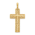 18K Yellow Gold Large Filigree Diamond-Cut Cross Pendant