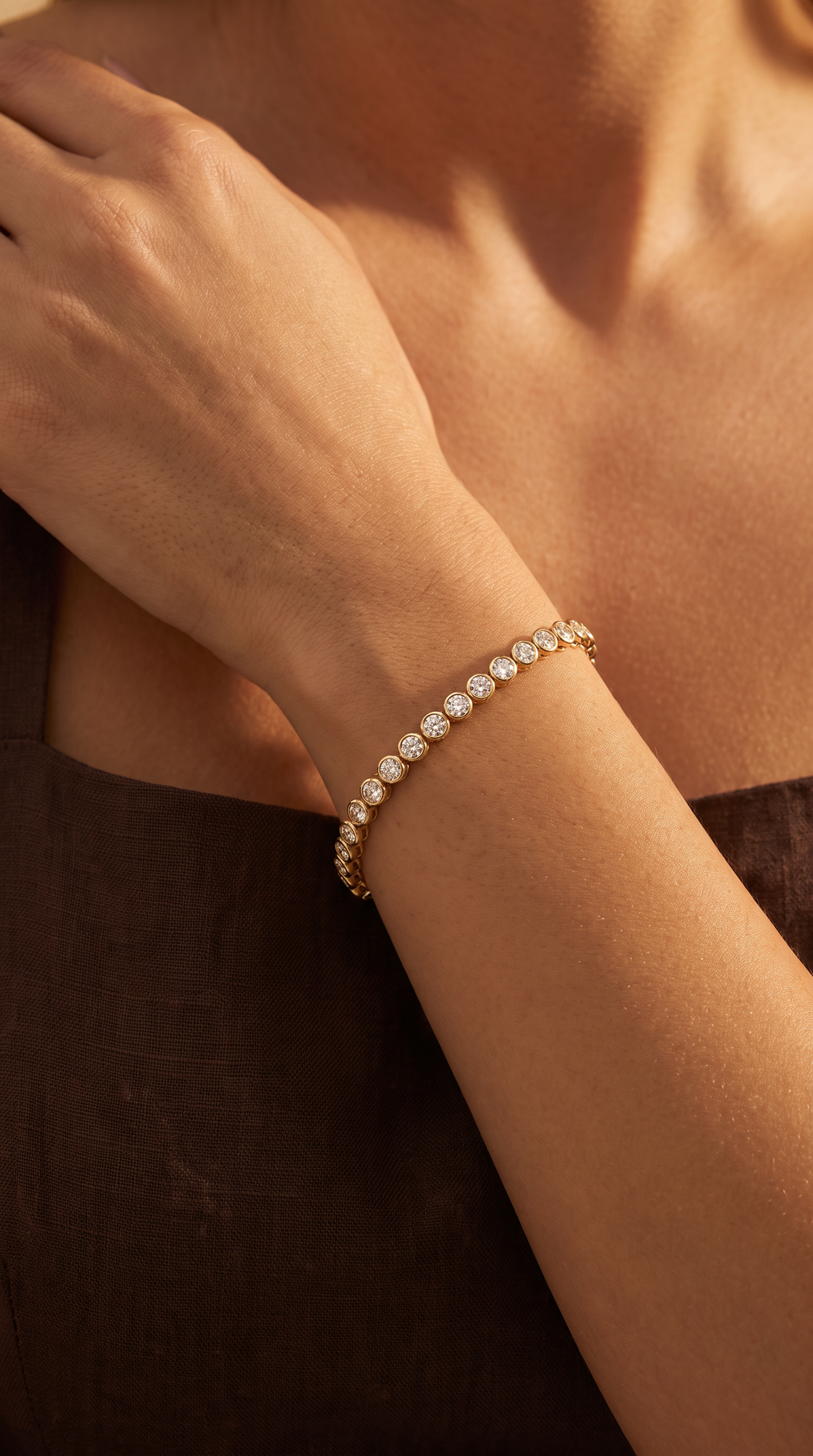 Diamond Yellow Gold Bezel Tennis Bracelet