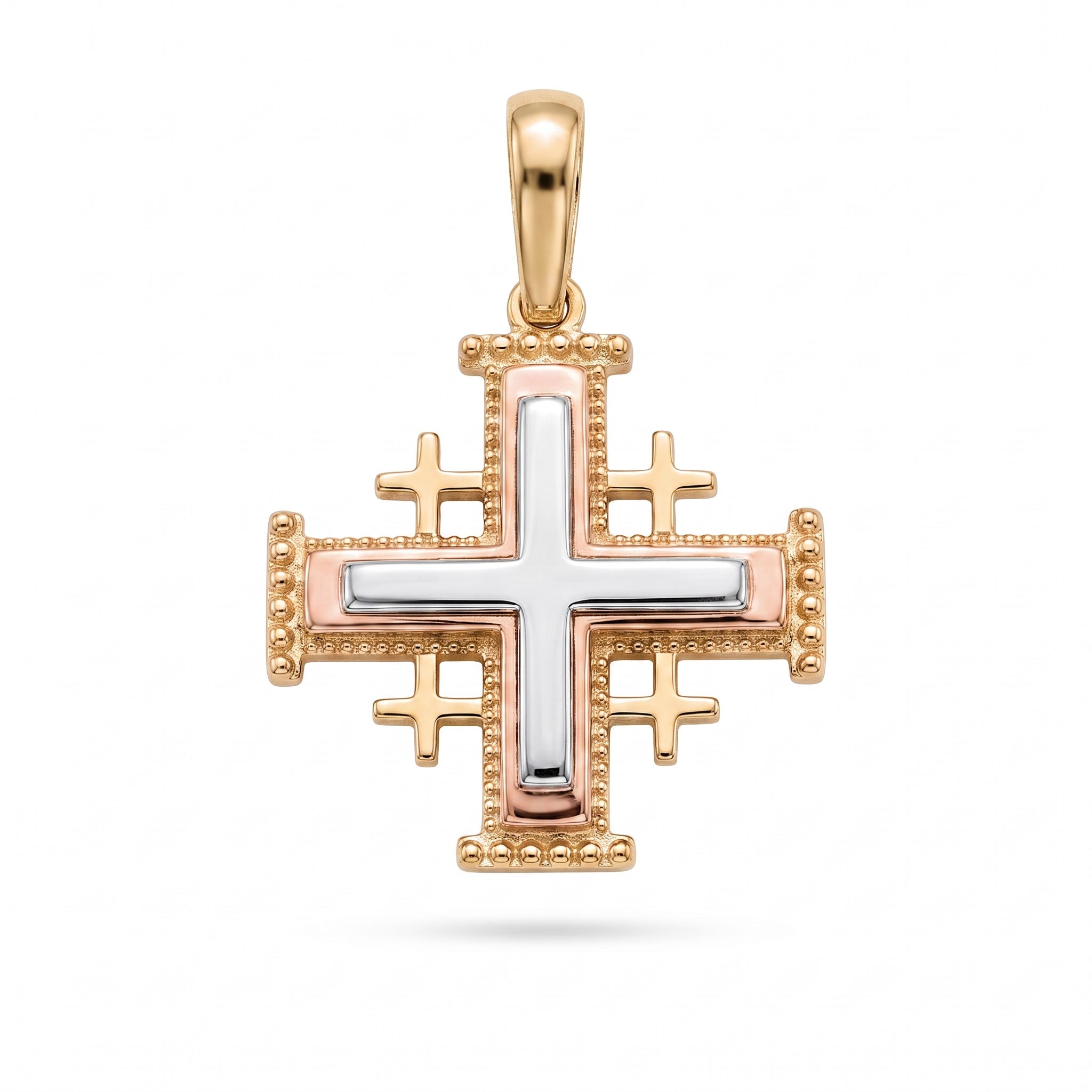 18k Gold Multicolor Cross Pendant