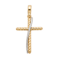 18K Two Tone Gold Cross Pendant