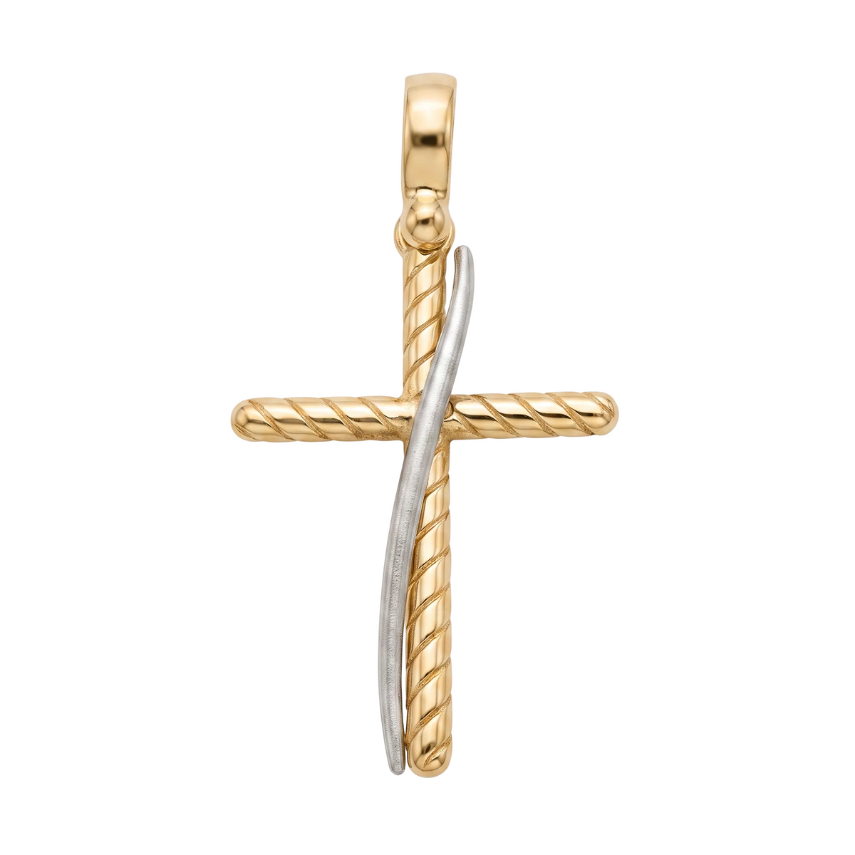 18K Two Tone Gold Cross Pendant
