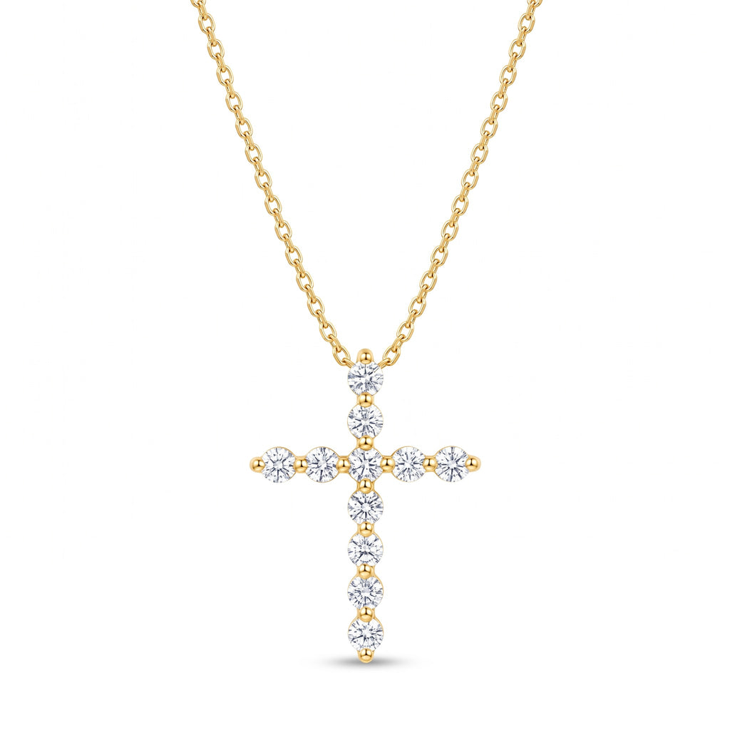 Diamond Yellow Gold Cross Chain Necklace